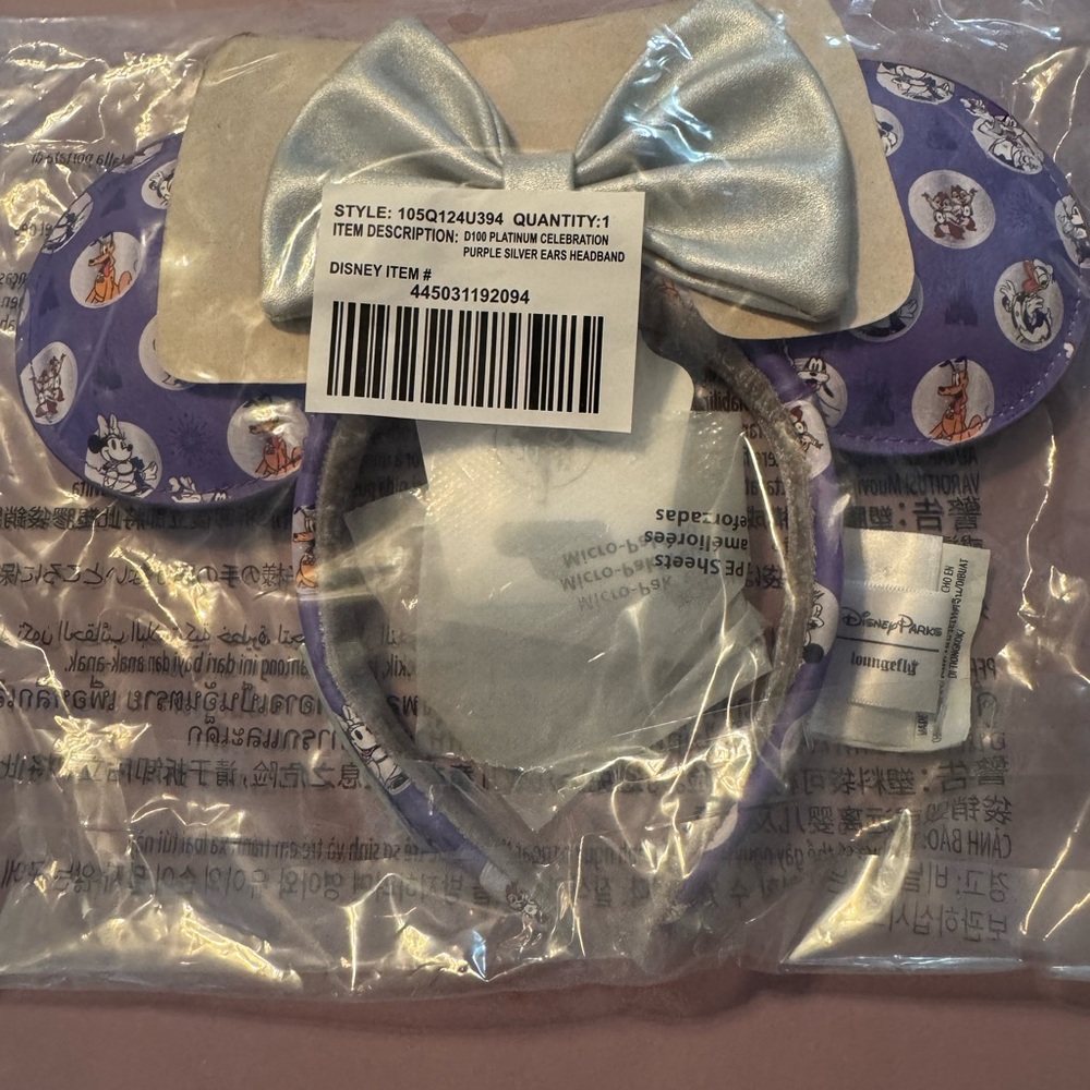 Disney D100 Platinum Celebration Ears Purple and Silver